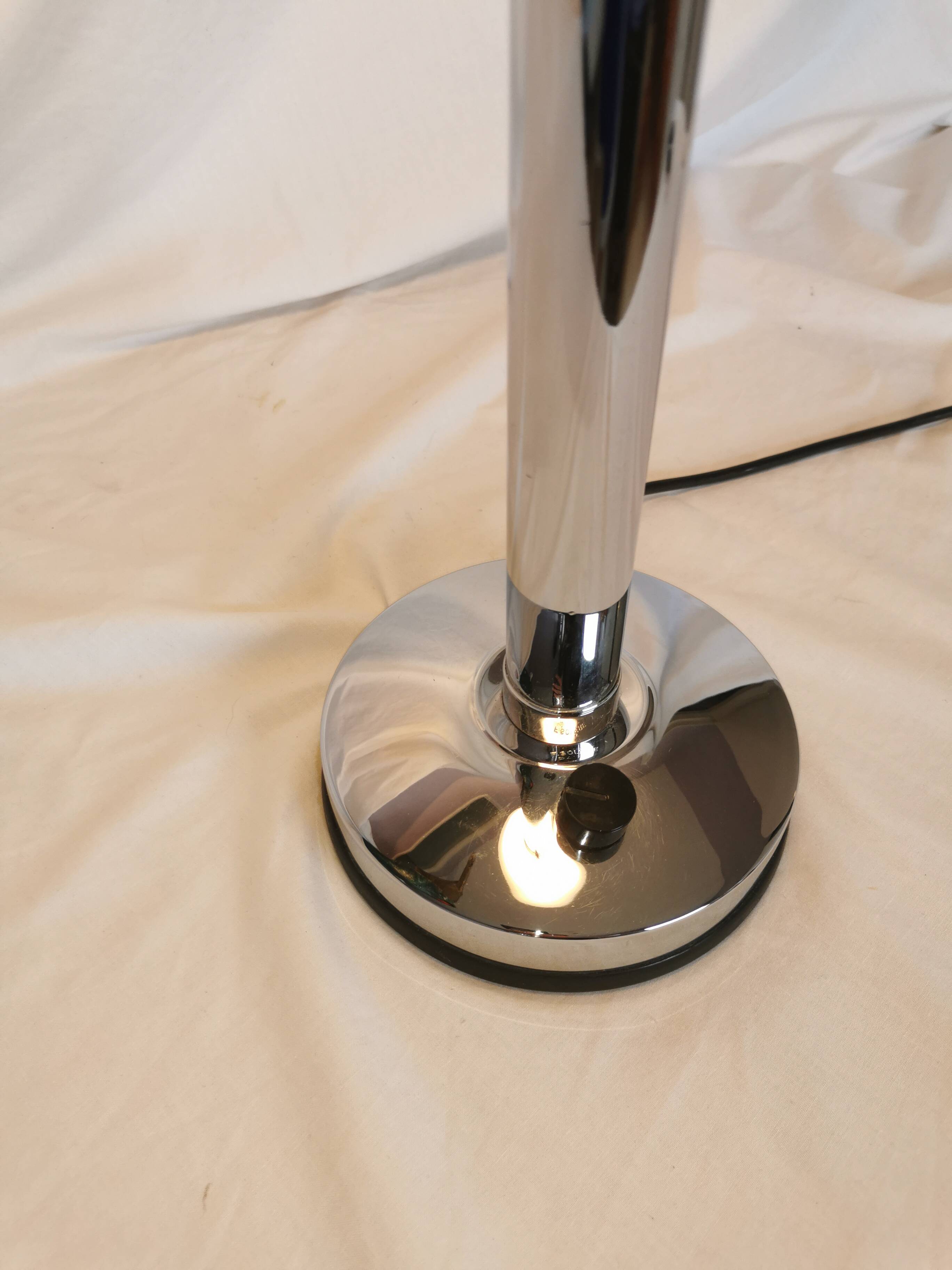 Large chrome and opaline lamp, Mazda and Ferdinand Solere, France, 1970