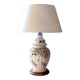 Hand-painted Rouen-style faience lamp, new artisan lampshade.