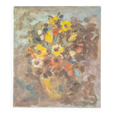 Bouquet de fleurs, huile sur toile, 60 x 70 cm