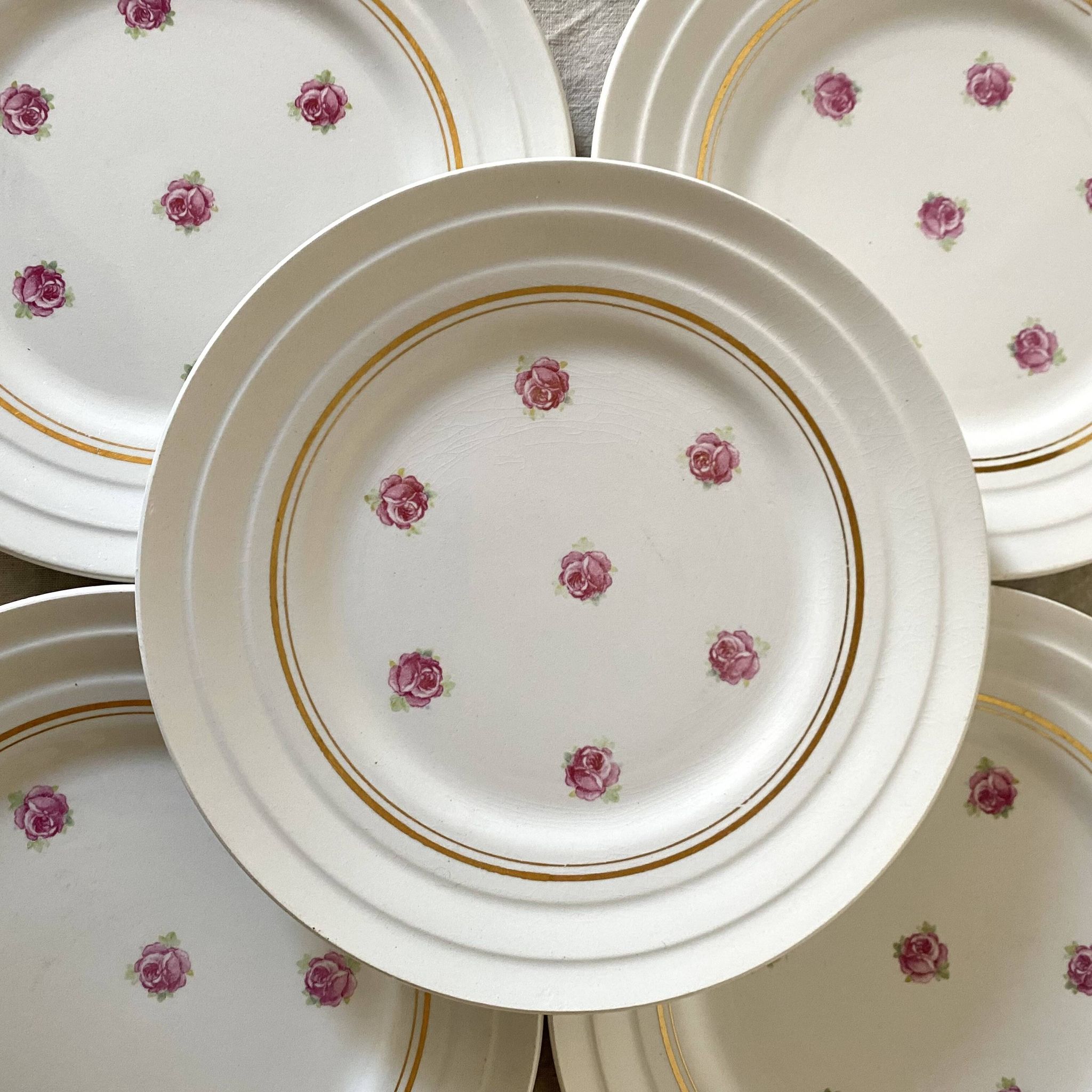 Assiettes à dessert St amand , Roses