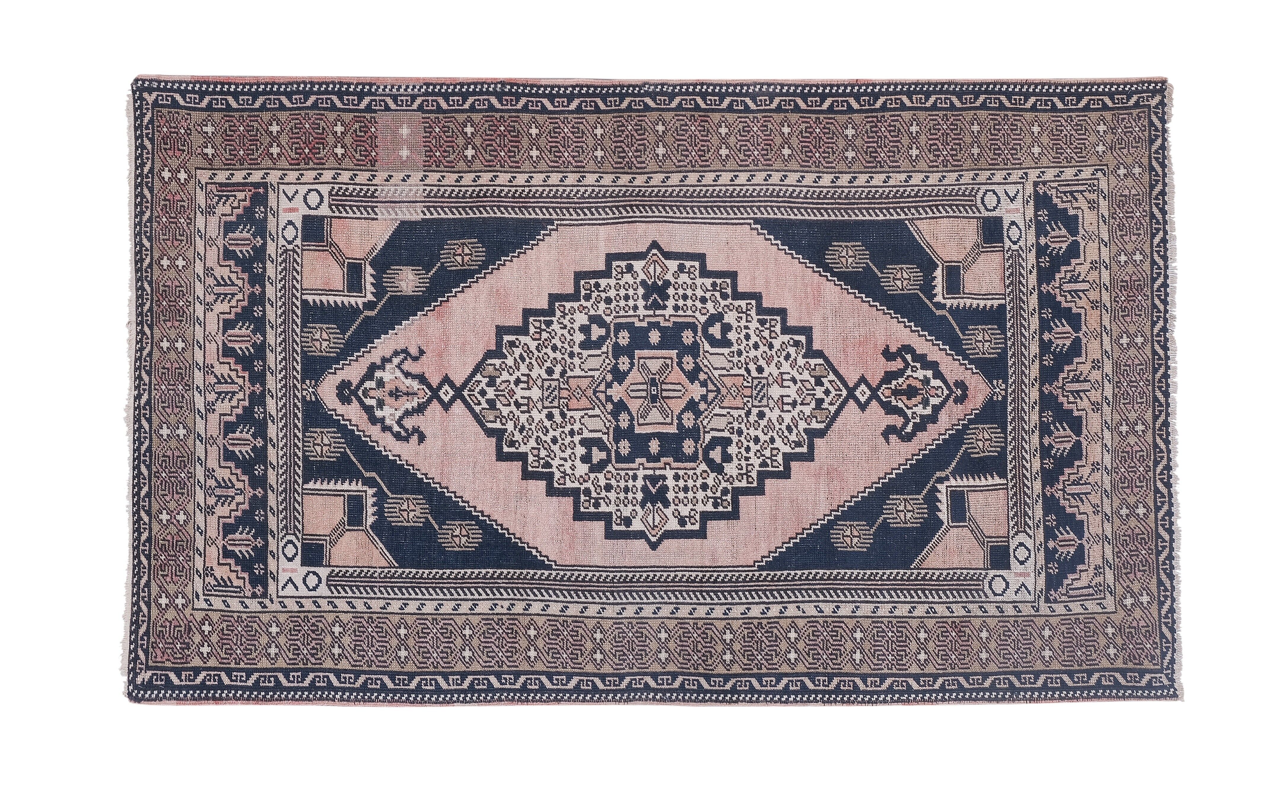 Tapis vintage turc de Oushak, tissé à la main 123x207 cm