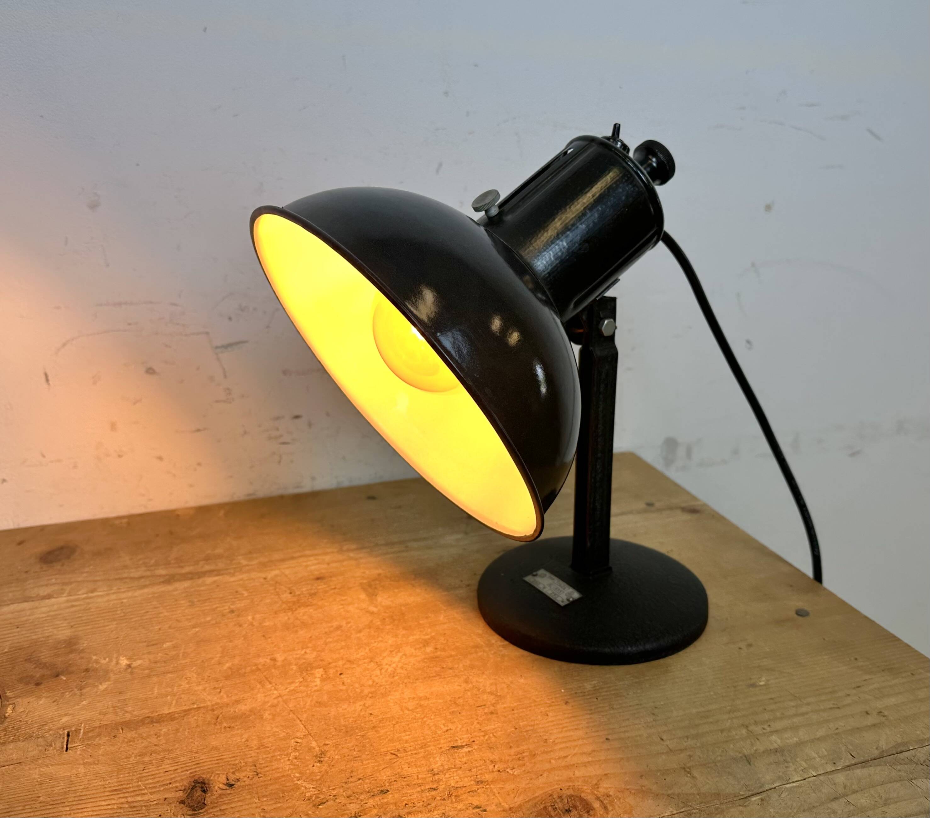 Vintage black enamel table photo lamp, 1950s