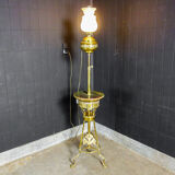 Art nouveau floor lamp with alabaster top - gold