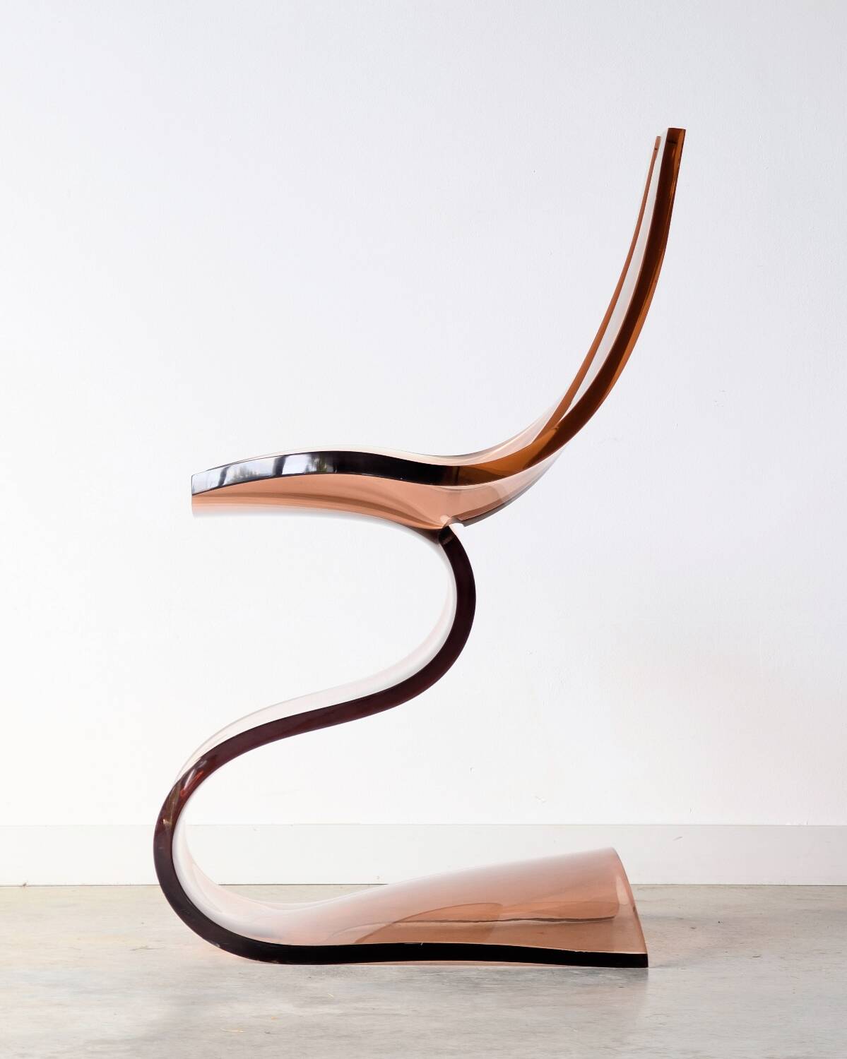 Vintage smoked plexiglass sculptural chair by Michel Dumas, 1970.