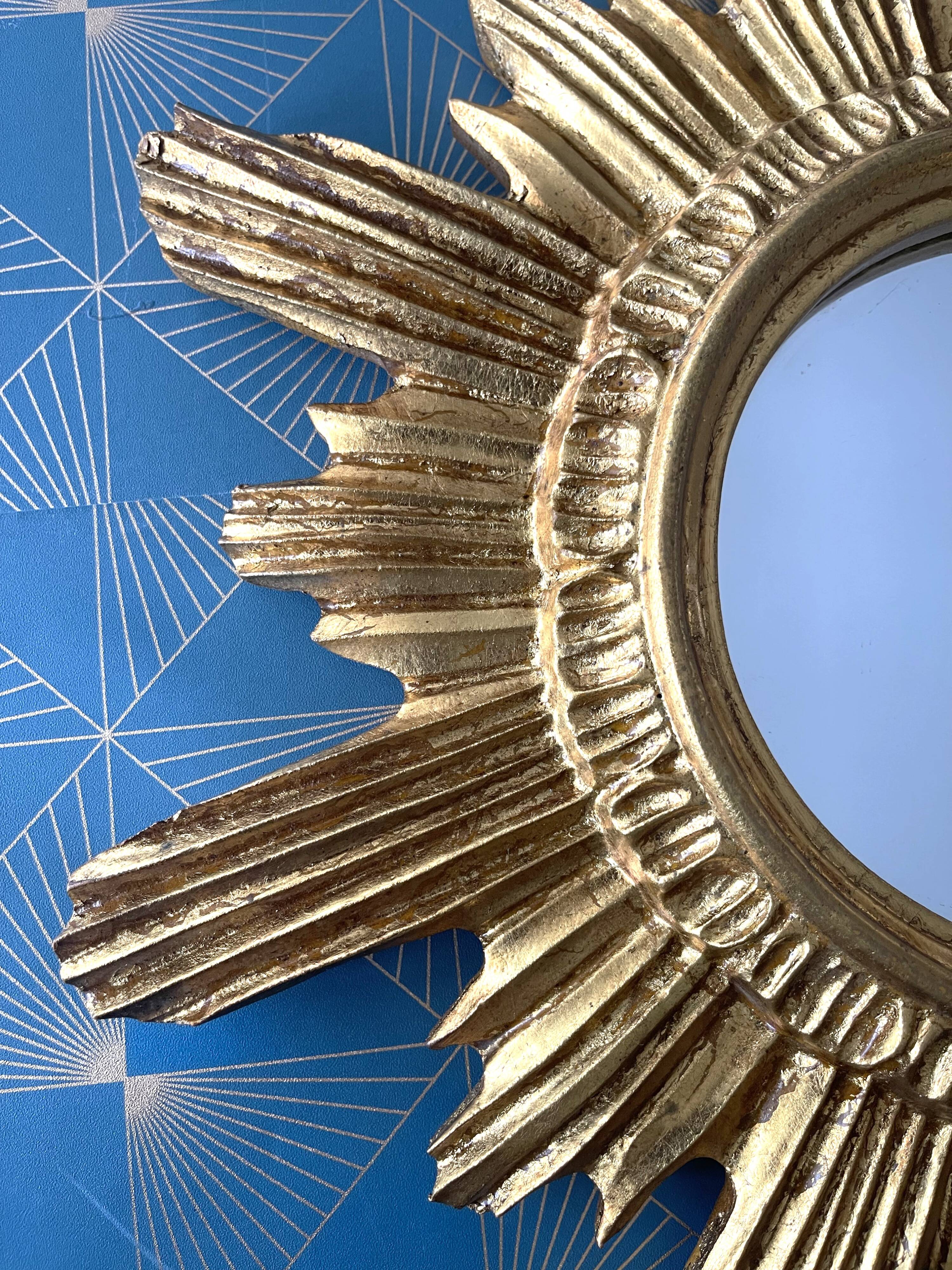 Golden wood sun mirror, 1960