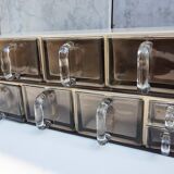Vintage wood and glass kitchen container cabinets, set of 2
