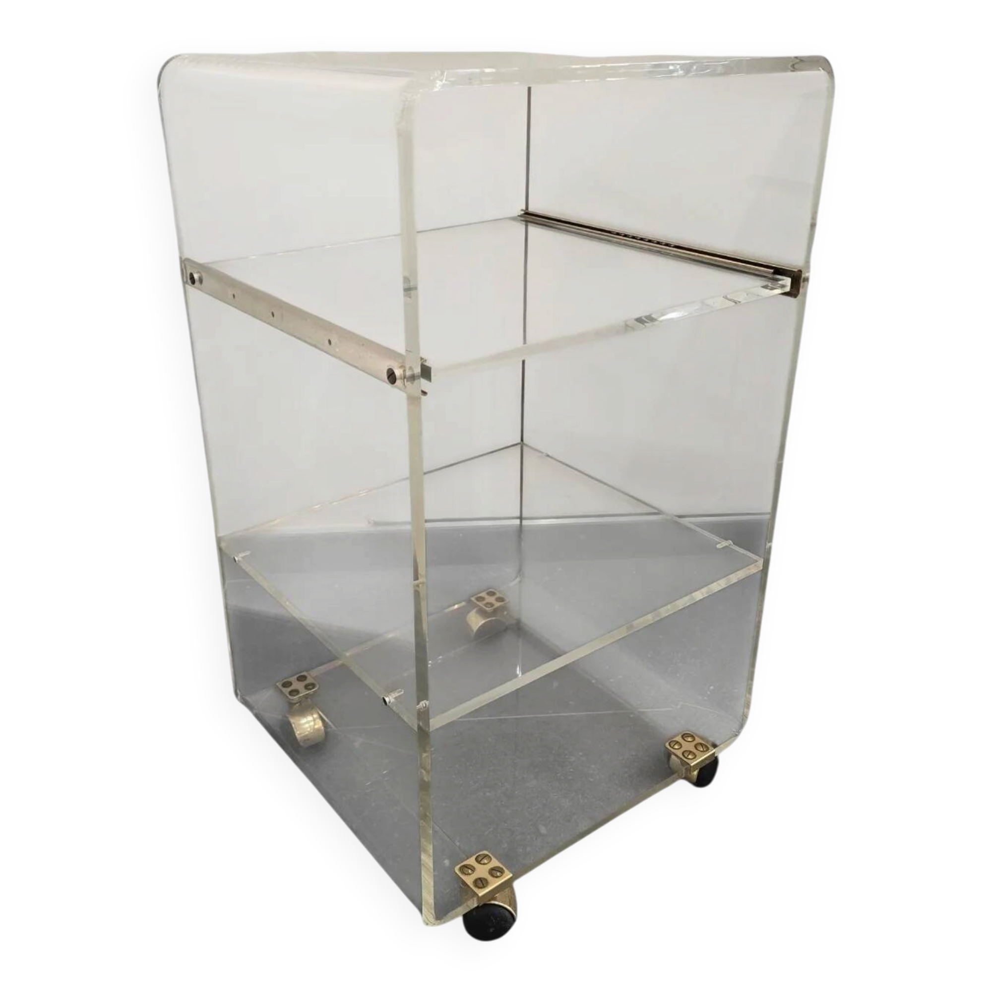 Rolling dessert trolley in plexiglass – Marais International – 1970s-1980s