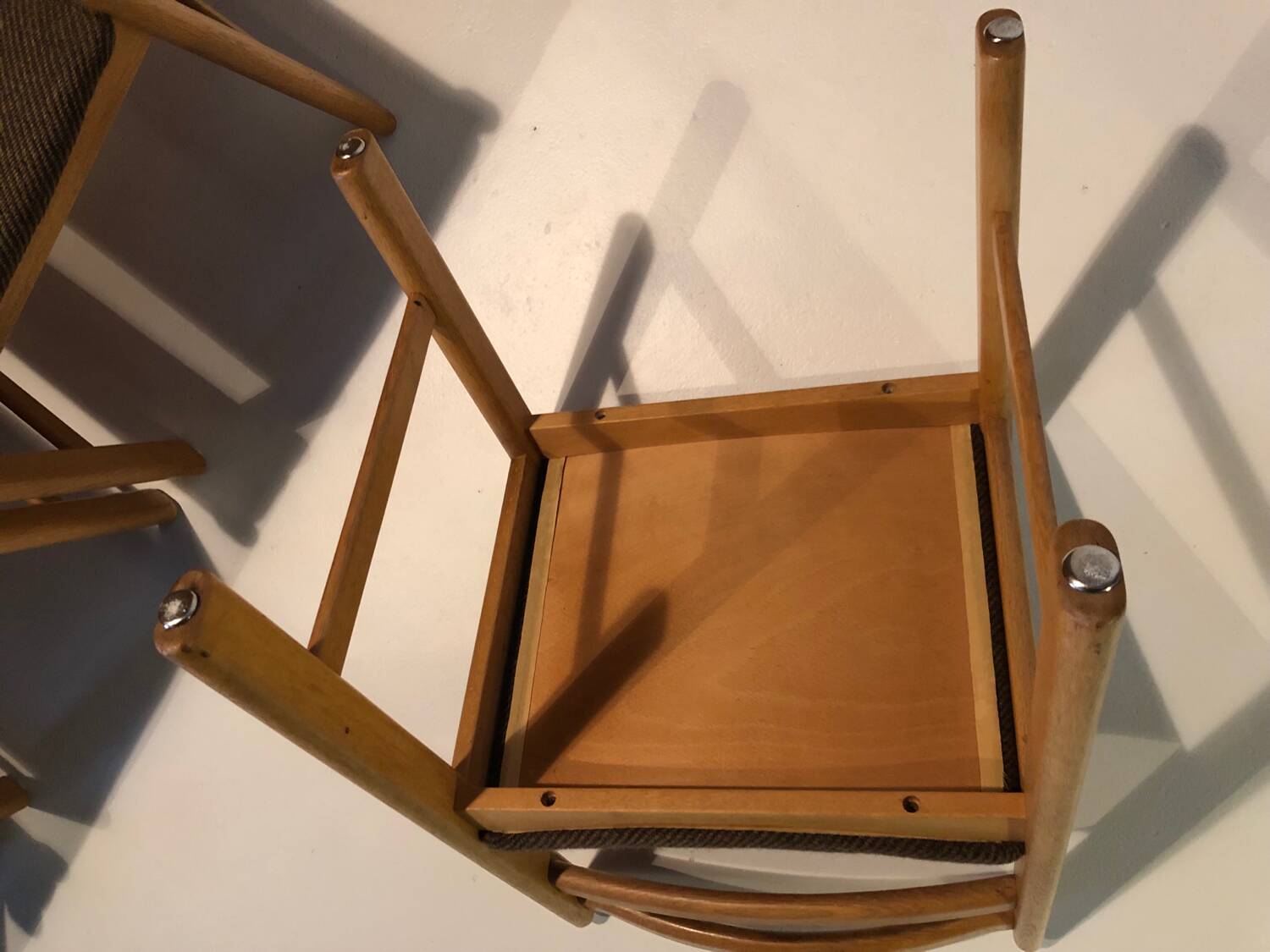 4 vintage solid wood chairs circa 1970