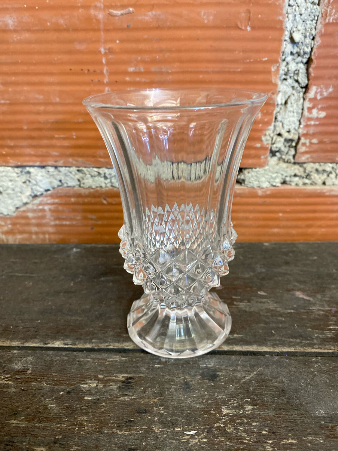 Antique crystal d'arques vase model longchamp médicis moulded glass vintage