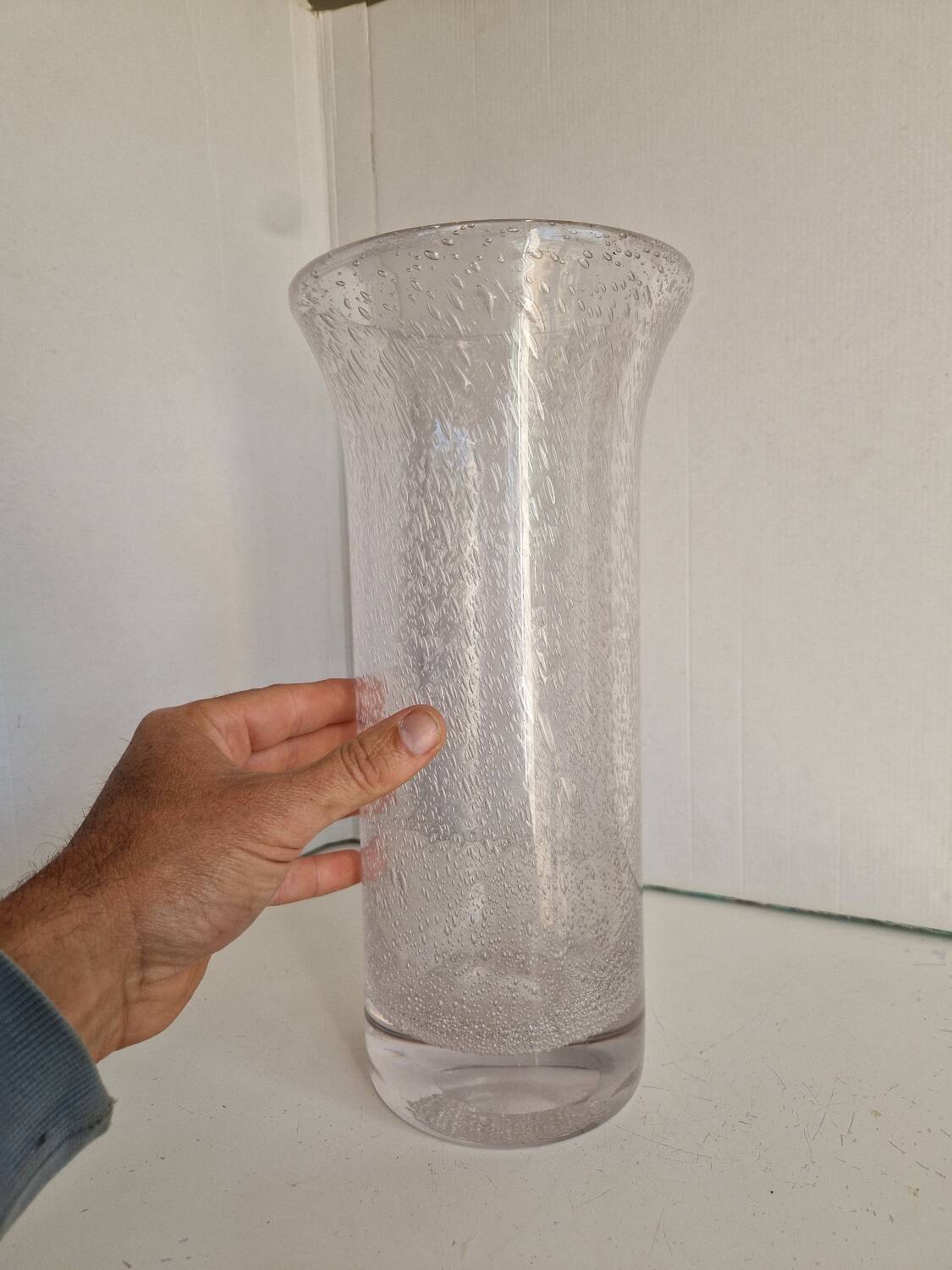 Large bubble glass vase in Biot style