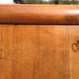 Vintage secretary desk, known as donkey's back, in cherry wood, Italian by Marelli & Fratelli.