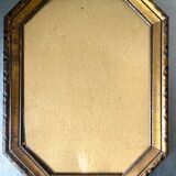 Cadre métallique octogonal antique en laiton 30 cm x 23 cm