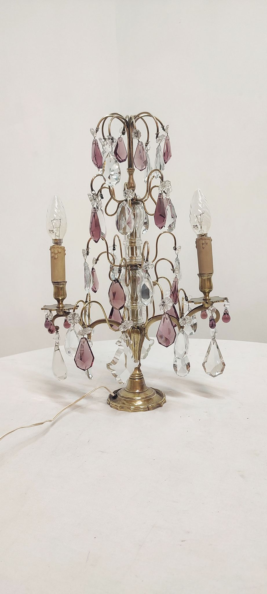 Lampe de table en bronze et cristal, France