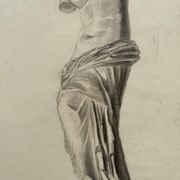 Academic Nude in Antique by Berger dit Lheureux Biloul charcoal 20th century