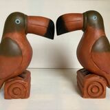 Pair of wooden zoomorphic bird bookends