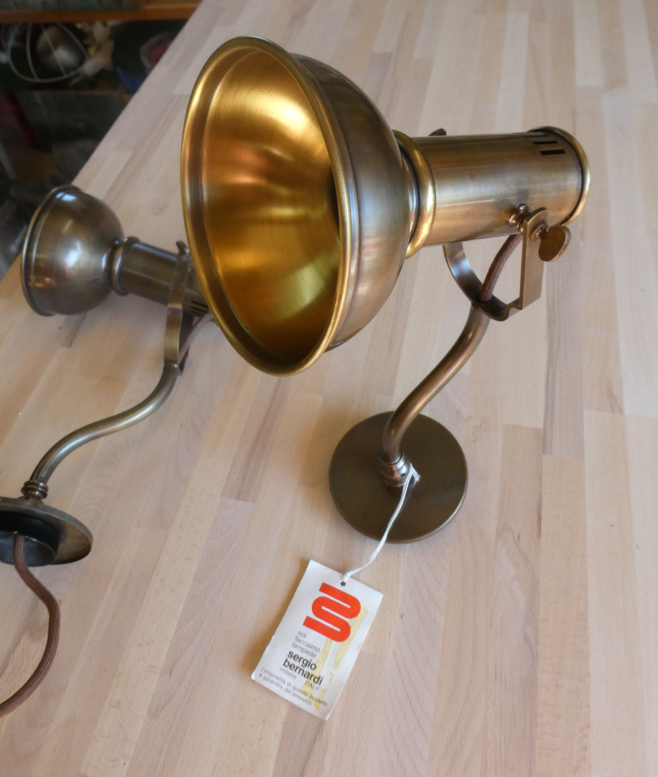 Pair of design wall lamps by Sergio Bernardi Bronze - Italy