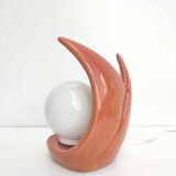 Ceramic lamp and opaline wave shape 70s