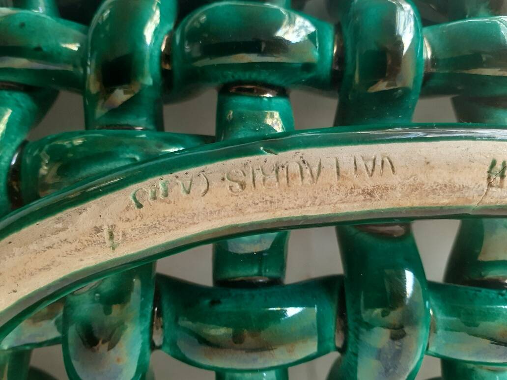 Braided ceramic fruit bowl signed Jérôme Massier Vallauris