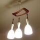 Large Scandinavian Pendant Light, Teak Wood and Glass
