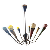1950s vintage Sputnik chandelier – 8 coloured arms
