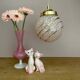 Vintage art deco globe pendant light in pink and gold Clichy glass