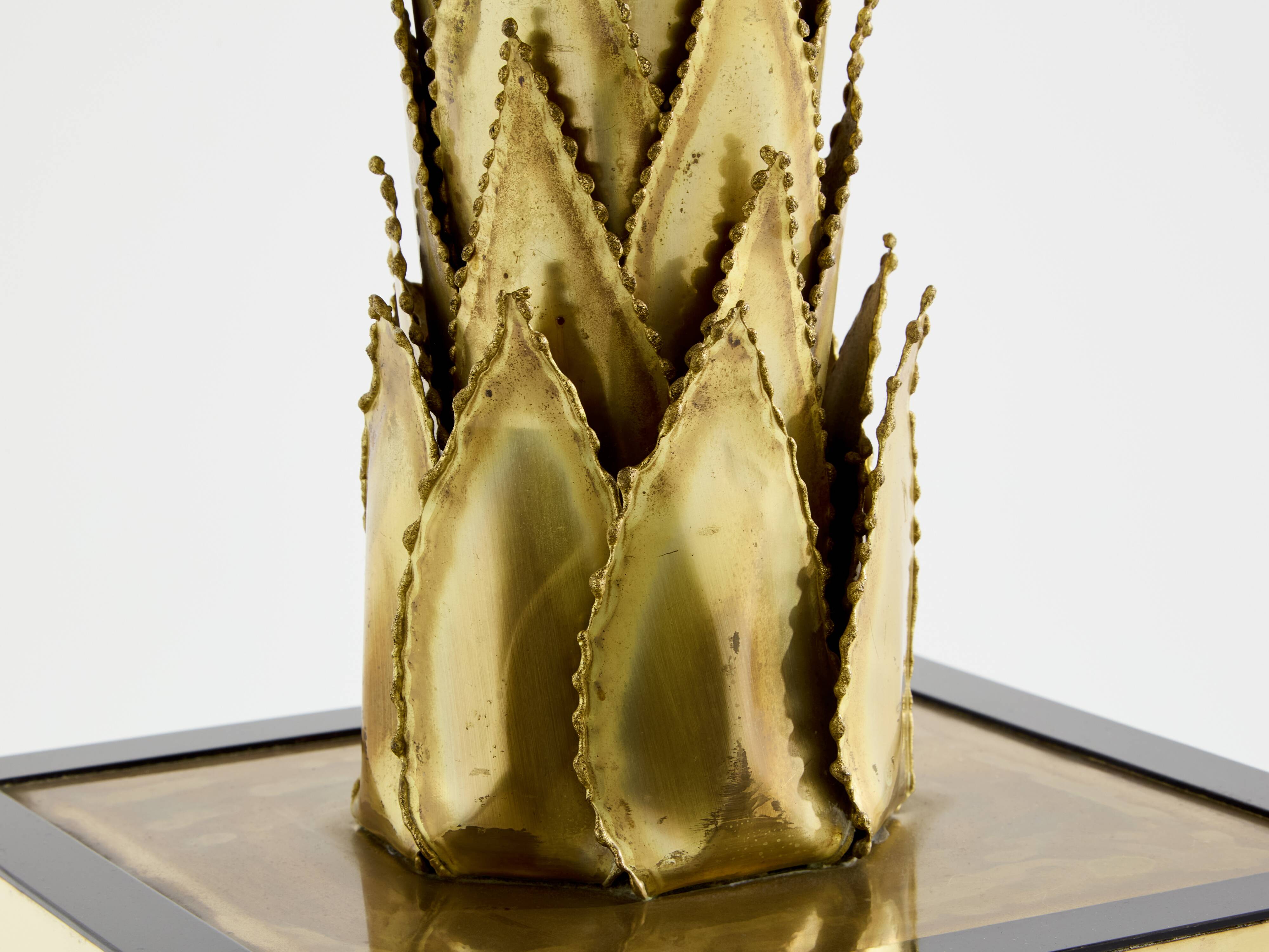 Christian Techoueyres brass palm lamp for Maison Jansen 1970s