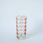 Small transparent and pink glass vase 1960