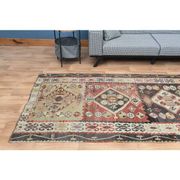 1970s Turkish Oushak Handmade Wool Cotton Red Runner Rug 131x354