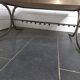 Vintage steel and leather coffee table
