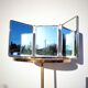 Beveled triptych barber mirror