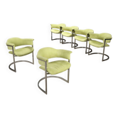 Vintage Saporiti chairs designed by Vittorio Introini in 1970s fabric.