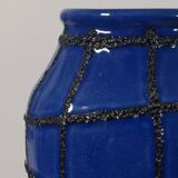 Vintage ceramic vase in fat lava style, Memphis spider web.