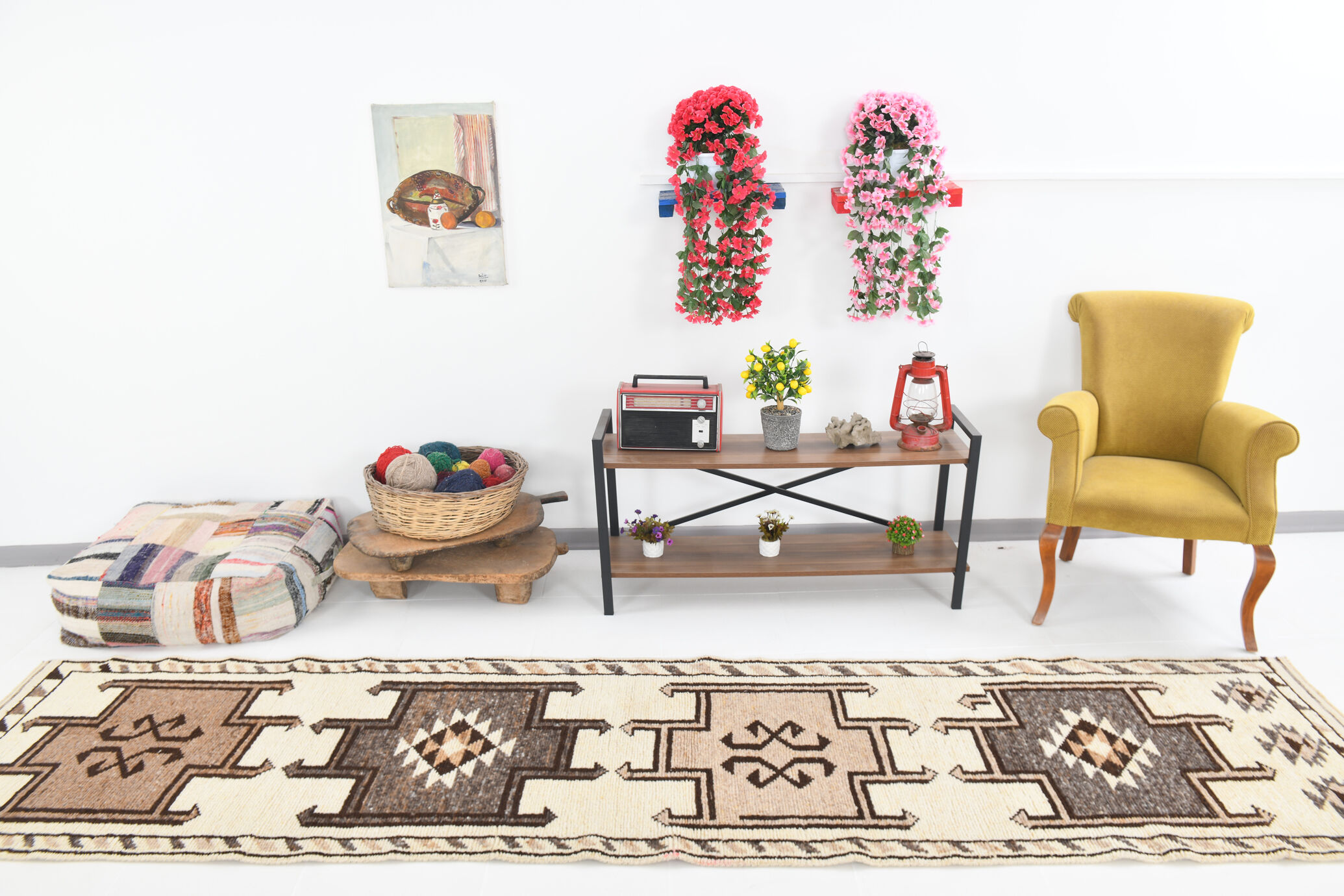 Oushak runner rug 88x372cm