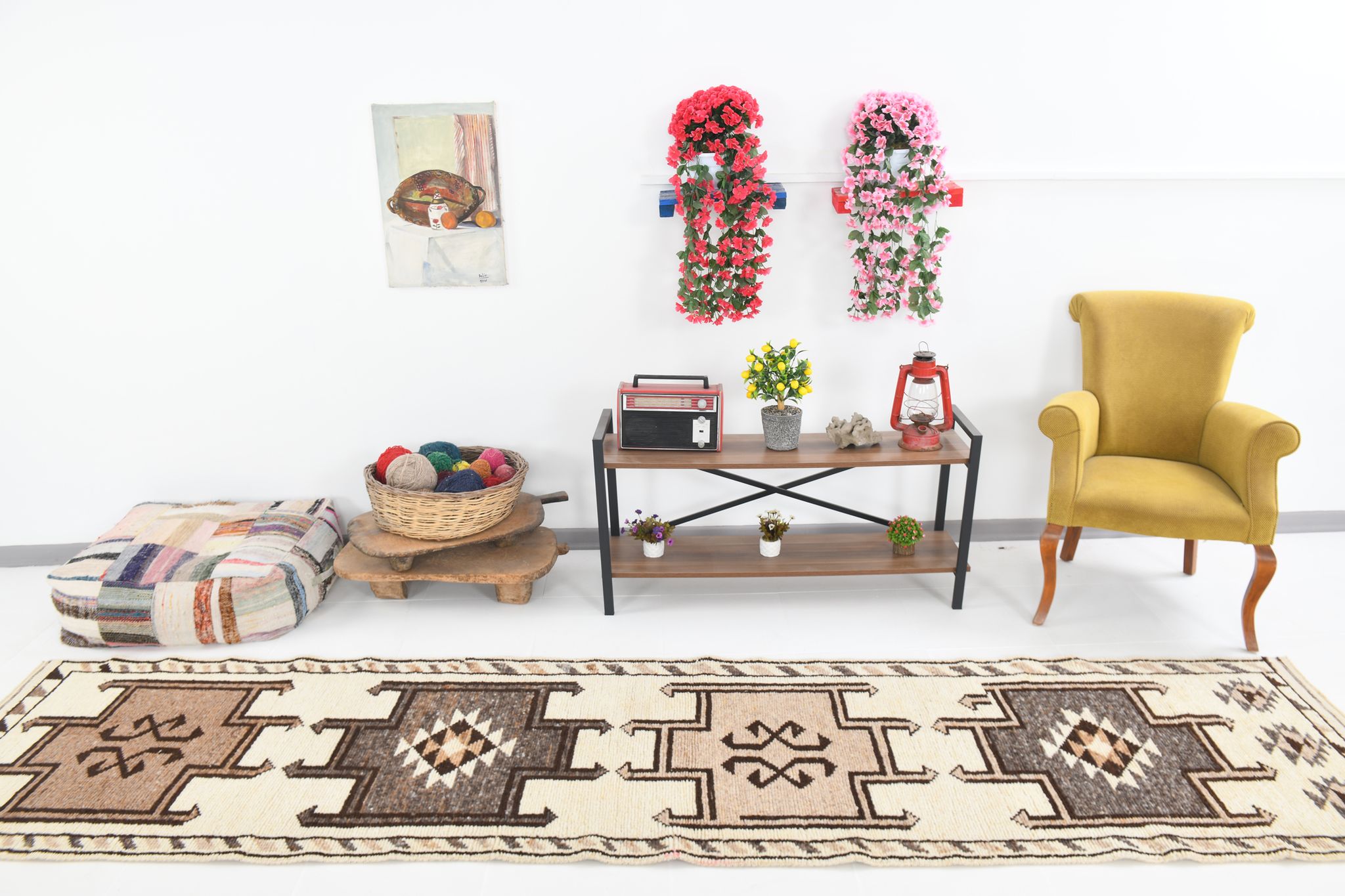 Oushak runner rug 88x372cm