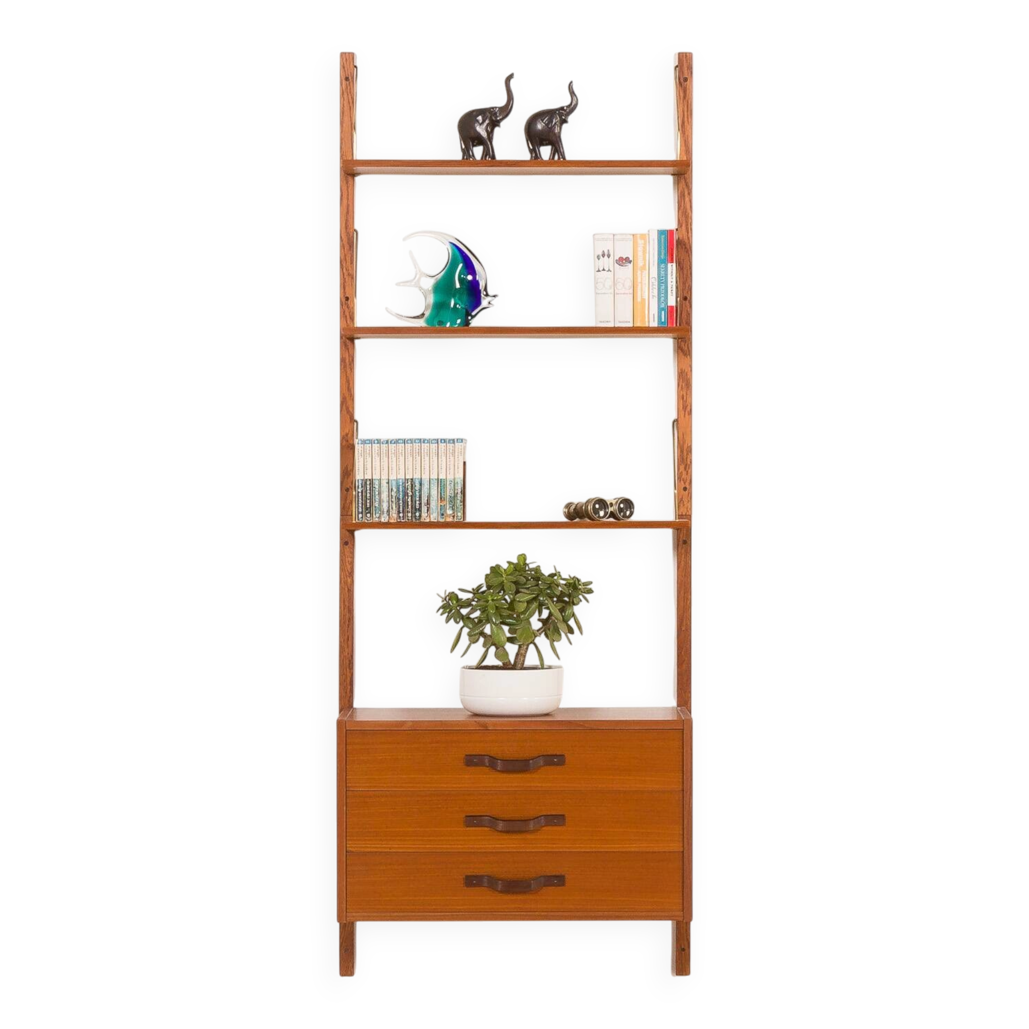 Scandinavian mid century wall unit in teak, 1960s