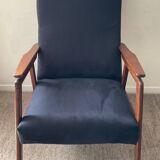 Scandinavian armchair in teak and velvet from the 60s