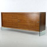 Teak sideboard with glass legs, France - 1990s