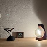 Temde Leucthen brutalist lamp from the 70s, pine and glass globe