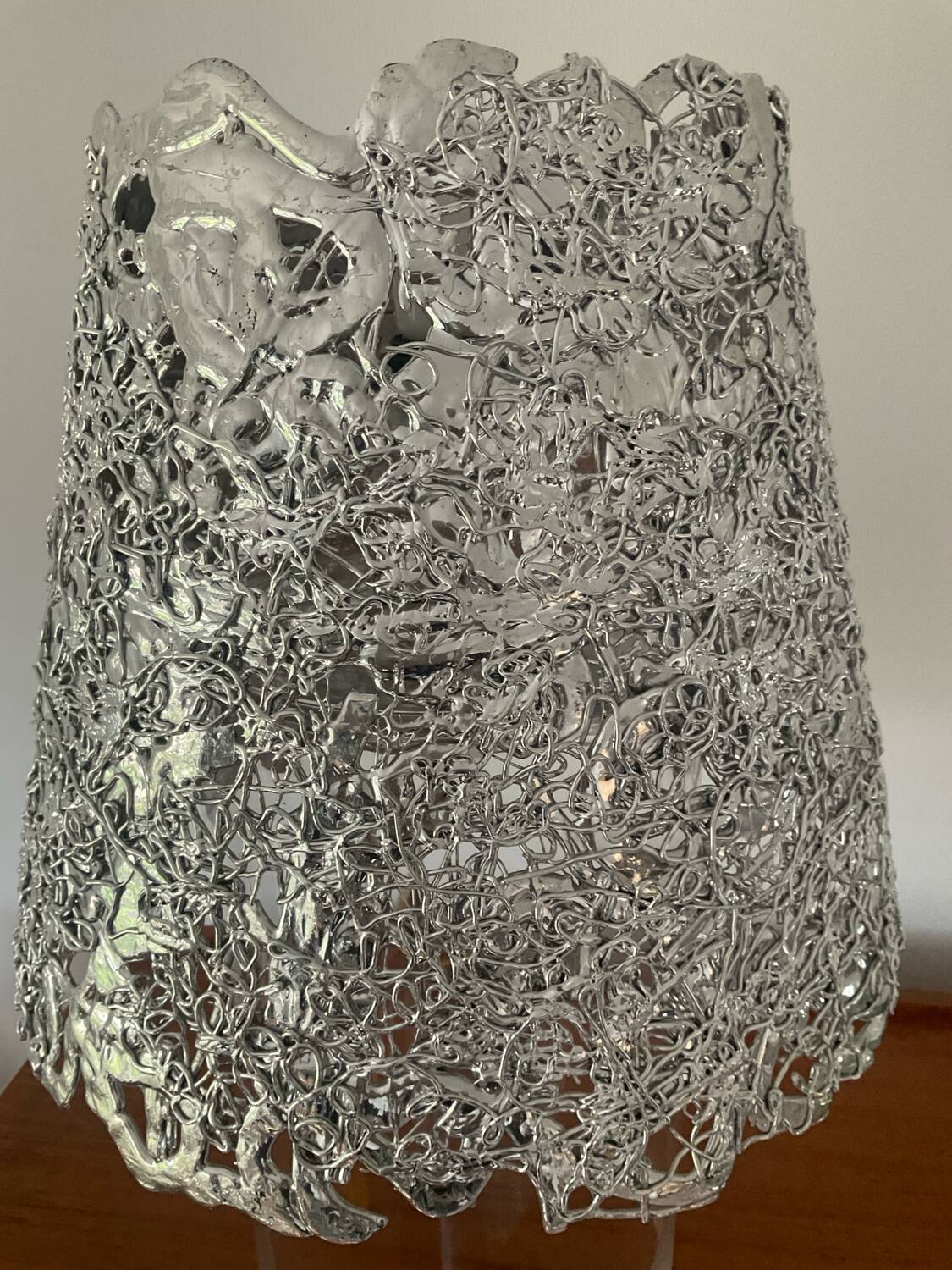 Vintage glass and aluminum lamp from the 70s
