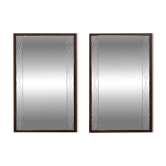 Set of 2 Scandinavian mirrors in glass & wood, Sweden, 1960, 80x50.