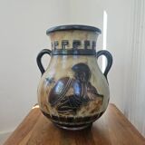 Very large amphora vase by Roger Guérin Bouffioulx in stoneware.