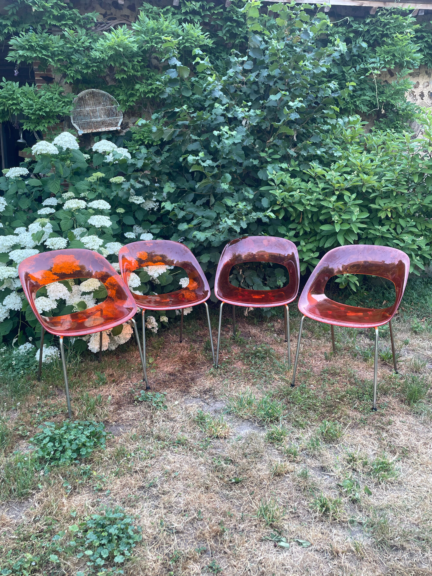 Translucent orange chairs