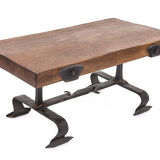 Brutalist solid elm coffee table, 1950