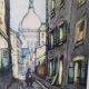 Lithograph Marcel Julien Baton/ Rue de Paris/ Sacré-Cœur /
