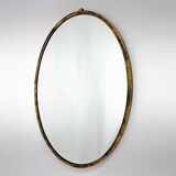 Miroir mural vintage en laiton à facettes, France