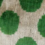 Ikat Velvet Pillow, Silk Cushion Cover, Square Green Polka Dot Pillows, Boho Chic Pillow Cover