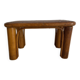 Tabouret bas vintage en rotin