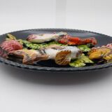 Ceramic plate barbotine vallauris trompe l'oeil kitsch Fish