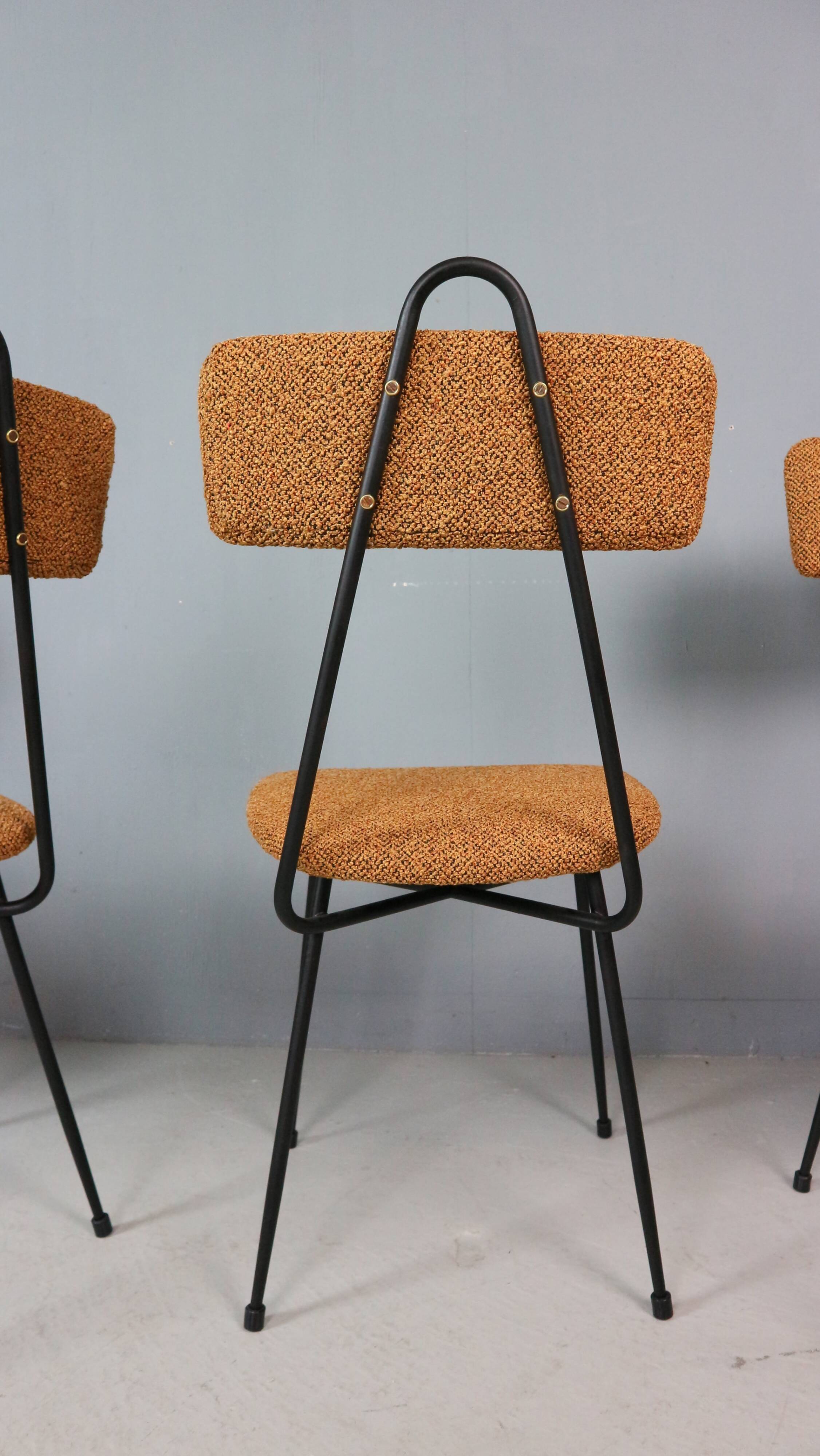 Set of 4 Italian dining chairs newly upholstered 1950s