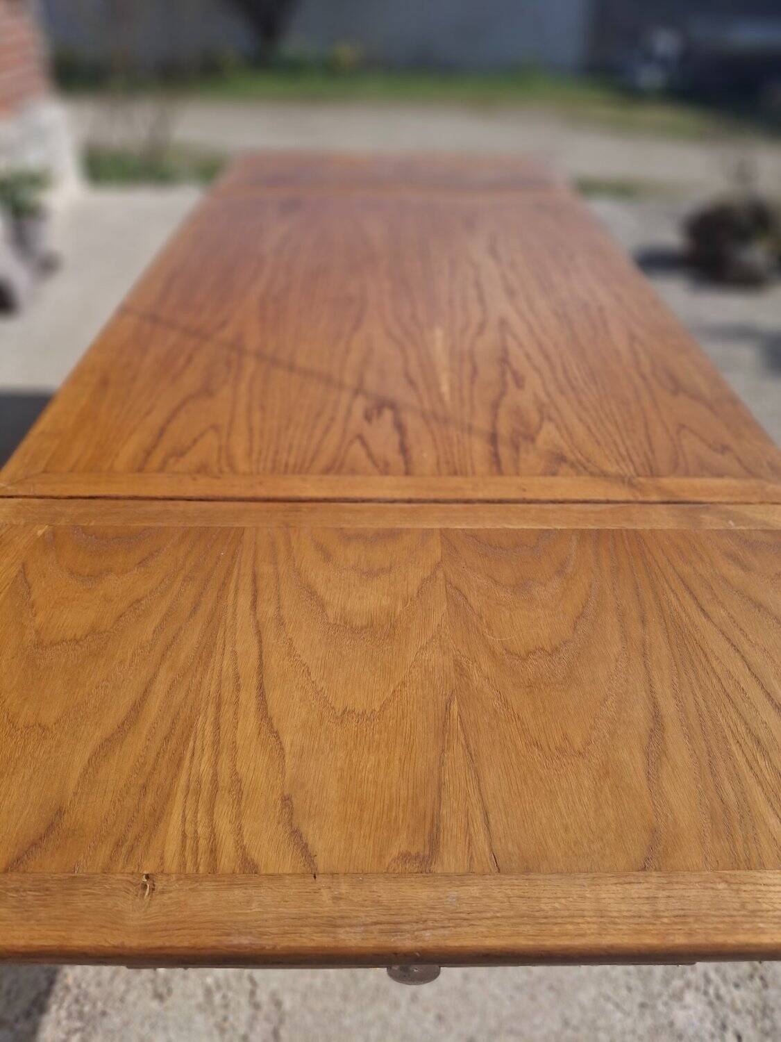 Extendable solid oak table Scandinavian 1960s-70s